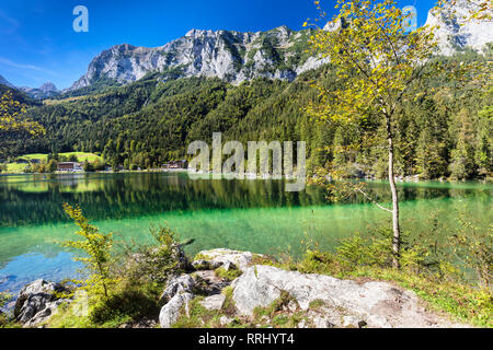 Hintersee Lake, Reiteralpe Mountain, Ramsau, Berchtesgadener Land, Berchtesgaden National Park, Upper Bavaria, Bavaria, Germany, Europe Stock Photo