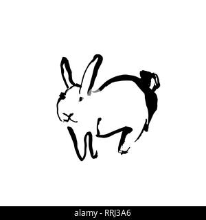 Easter rabbit grunge brush print. Vector hand drawn illustration. Stock Vector