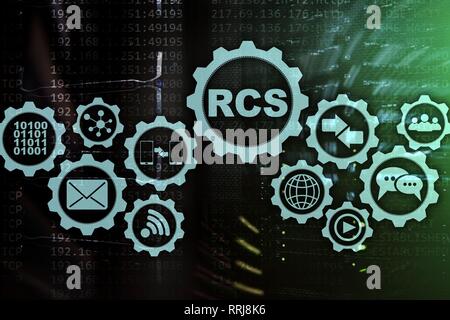 RCS. Rich Communication Services. ommunication Protocol. Technology concept. Stock Photo