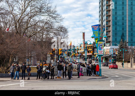 Amazing details from streets of Niagara Falls city, a Canadian colorful city on the western bank of the Niagara River. The city has many business and  Stock Photo