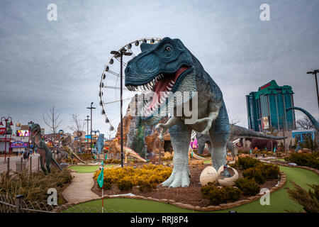 Amazing details from streets of Niagara Falls city, a Canadian colorful city on the western bank of the Niagara River. The city has many business and  Stock Photo