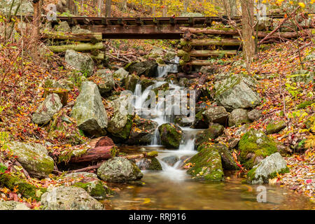 Mountain Stream Waterfall in Autumn in Shenandoah National Park Stock Photo