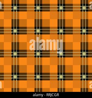 Tartan orange plaid pattern. Seamless background in warm autumn color. eps 10 Stock Vector
