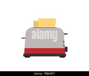 Toaster. Front view. Fry bread. Vector illustration. Stock Vector
