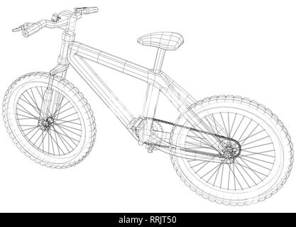 Bicycle blueprint. Outline bicycle on white background. Created ...