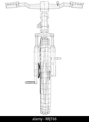 Bicycle. Vector wireframe concept. Blue purple. Created illustration of 3d. Stock Vector