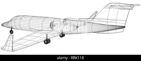 Plane vector, Vector wireframe concept. Created illustration of 3d Stock Vector