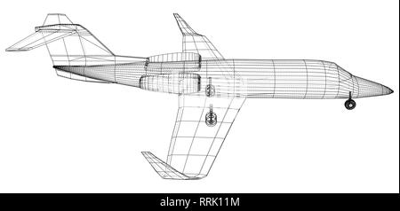 Plane vector, Vector wireframe concept. Created illustration of 3d Stock Vector