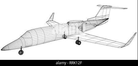 Plane vector, Vector wireframe concept. Created illustration of 3d Stock Vector