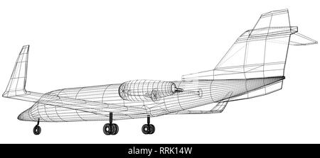 Plane vector, Vector wireframe concept. Created illustration of 3d Stock Vector