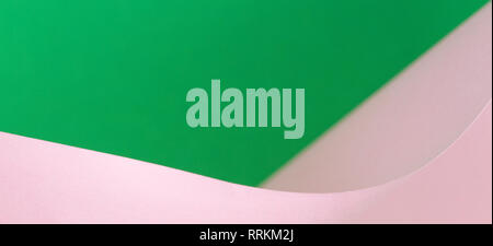 Abstract geometric shape pink and green color paper background Stock Photo