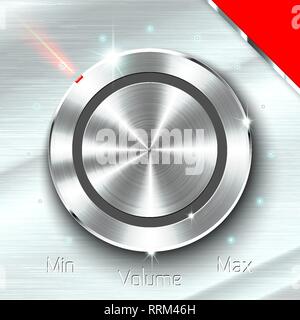 Monochrome volume button on metallic sheet background. Stock Vector