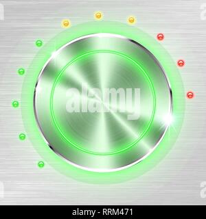 Monochrome volume button on metallic sheet background. Stock Vector