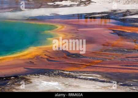 WY03860-00...WYOMING - The colorful Grand Prismatic Spring in the Midway Geyser Basin of Yellowstone National Park. Stock Photo