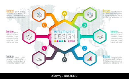Hexagon inforgraphics on vector graphic art. Stock Vector