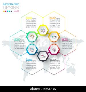 Hexagon inforgraphics on vector graphic art. Stock Vector
