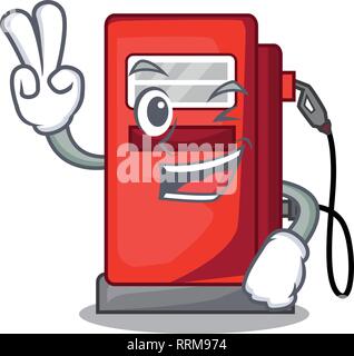 Two finger gosoline pump isolated in the mascot Stock Vector