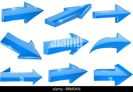 Blue straight shiny arrows Stock Vector