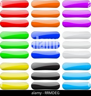 Colored oval 3d glass buttons Stock Vector