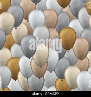 Balloons seamless pattern background. Vector illustration. Gold and silver Stock Vector