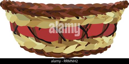Empty wicker basket. Vector illustration isolated on white background. Stock Vector