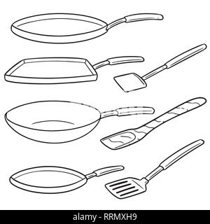 vector set of pan and flipper Stock Vector