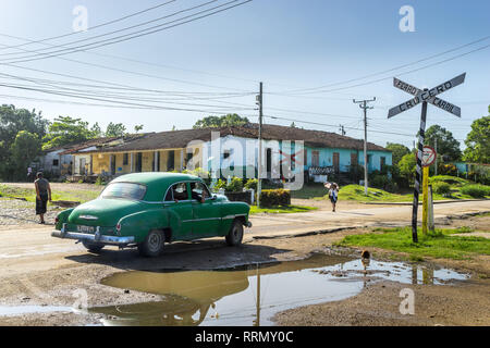 Manaca-Iznaga, Cuba - Railway crossing in a rural town Stock Photo