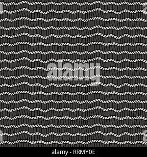 Seamless pattern with zigzag and wavy lines in monochrome colors, vector handmade Stock Vector