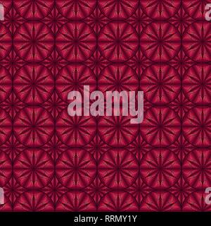 Seamless abstract geometric pattern with pseudo 3D visual effect in magenta hues, vector handmade Stock Vector