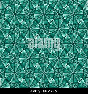 Seamless abstract geometric pattern with pseudo 3D visual effect in turquoise hues, vector handmade Stock Vector