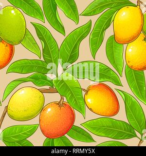 mango vector pattern on color background Stock Vector