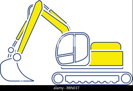 Icon of construction bulldozer. Thin line design. Vector illustration. Stock Vector