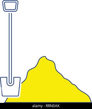 Icon of Construction shovel and sand. Thin line design. Vector illustration. Stock Vector