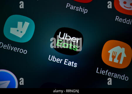 Smartphone, display, ext., Uber Eats, Display, App Stock Photo