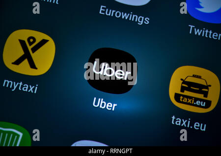 Smartphone, display, ext., Uber, Display, App Stock Photo