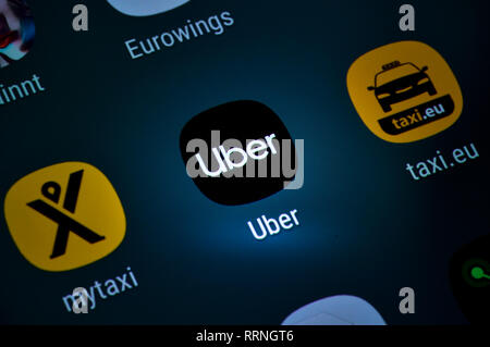 Smartphone, display, ext., Uber, Display, App Stock Photo