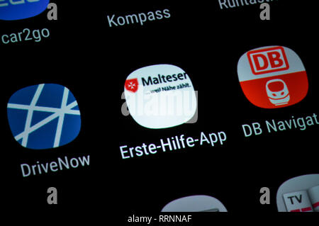 Smartphone, display, ext., Maltese, Display, App, Malteser Stock Photo