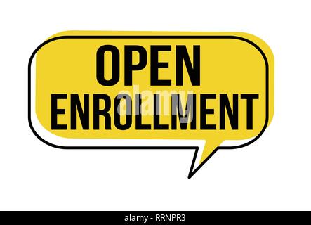 Open enrollment speech bubble on white background, vector illustration Stock Vector