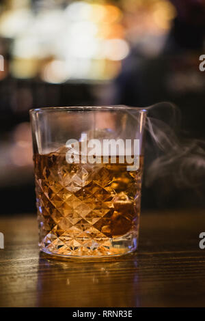 Smoked whiskey cocktail Stock Photo