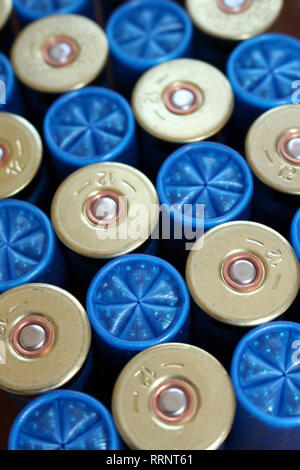 close up of shotgun cartridges tops and ends Stock Photo