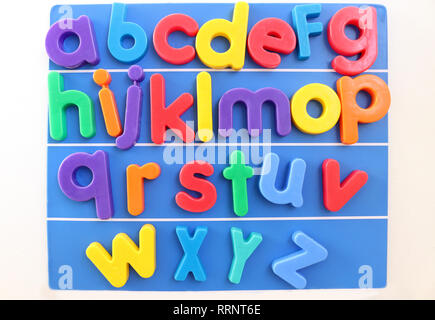 Colorful Magnetic Plastic Alphabet Letters in Alphabetical Order Stock Photo