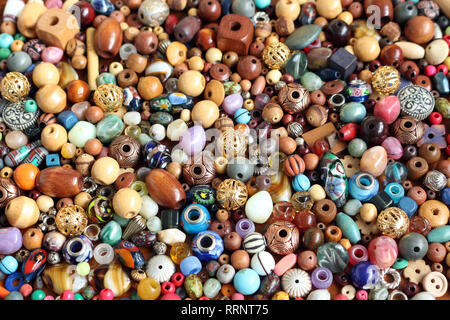 Close up of various beads for jewellery making Stock Photo
