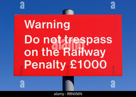 Do Not Trespass On The Railway Sign, UK Stock Photo