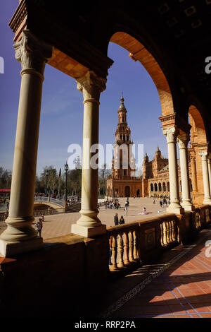 Plaza de España is a fine example of the Neo-Renaissance style. Seville, Spain. Stock Photo