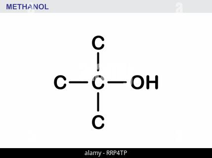 Methanol (methyl alcohol, MeOH) molecule. Highly toxic. Skeletal ...