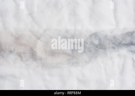 White and gray wrinkled silk. Air folds. Silk fabric texture for background or design element. Thin tissue. Stock Photo