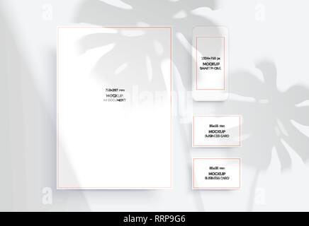 Branding Mockups. Natural lighting shadows overlay Stock Vector