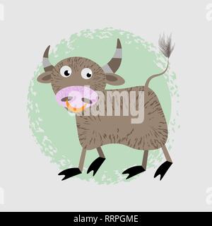 Cartoon Vector Illustration of Funny Bull Farm Animal Character 10 eps Stock Vector