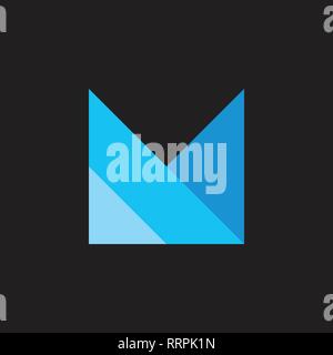 letter m simple paper fold design logo Stock Vector
