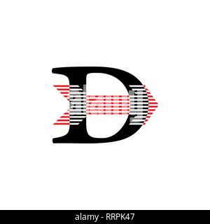 letter d stripes fast arrow stripes logo Stock Vector